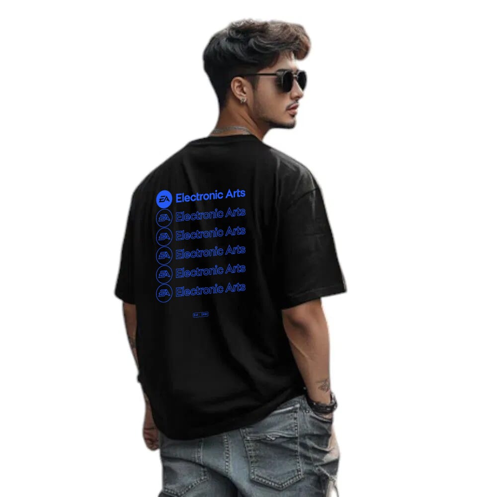 Greys&Blues Pima Oversized Round neck T-Shirt- Black